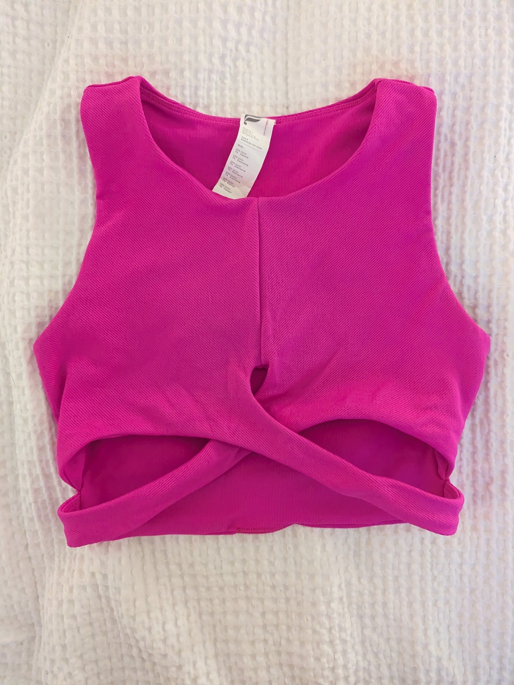 Fabletics Hot Pink Twist-Front Crop Tank